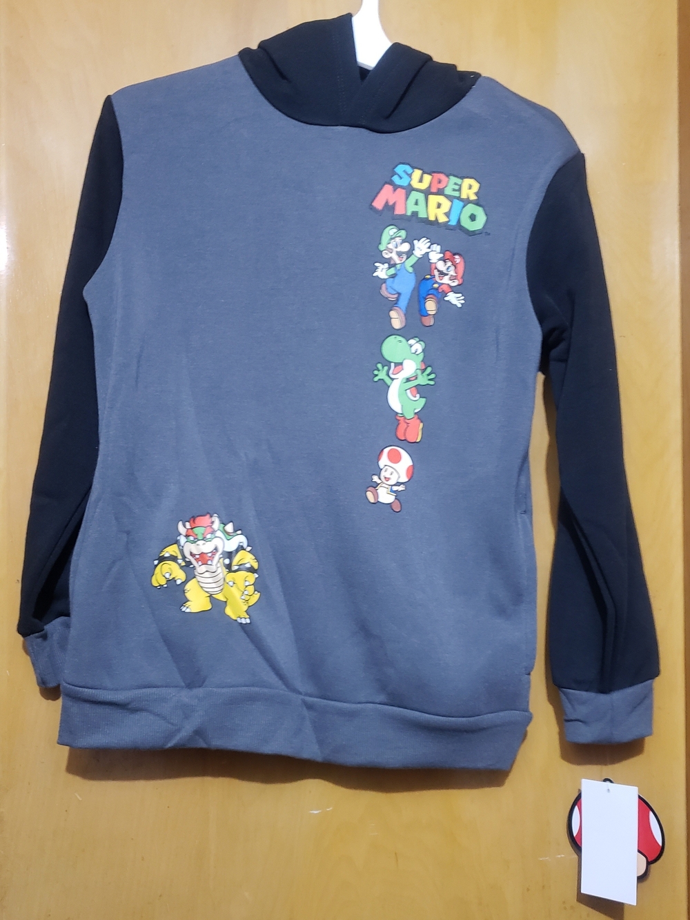 Super Mario Kids' Gray & Black Hooded Sweatshirt